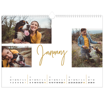 A3 Landscape Photo Calendar — Gold marker pen