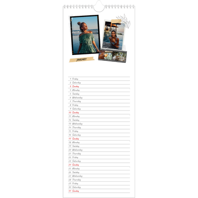 Slim Calendar  — Scrapbook flair [January]