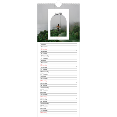 Slim Calendar  — The open arch [January]