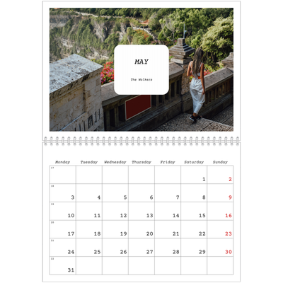 A4 Double Photo Calendar — Full story [May]