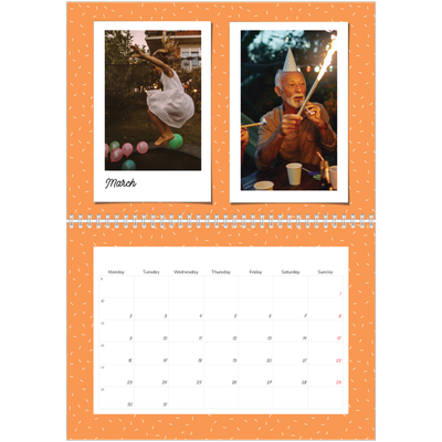 A4 Double Photo Calendar — Colour pop snapshots [March]