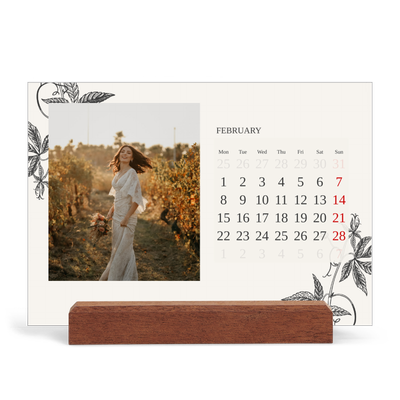 Easel Desk Calendar Landscape  — Ink & ivy [February]