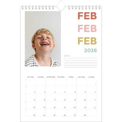 A4 Photo Calendar — Colourful type [February]