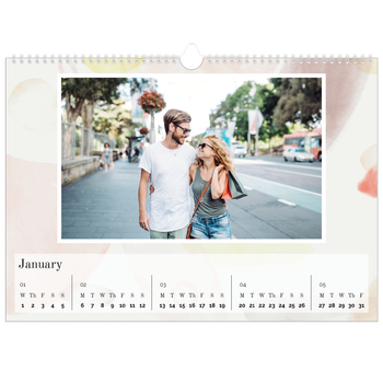 A3 Landscape Photo Calendar — Watercolour spots