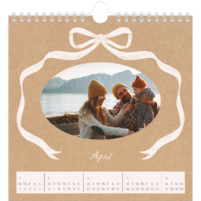 Square calendars  — Kraft and bow [April]