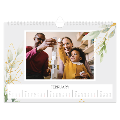 A4 Landscape Photo Calendar — Floral splash [February]