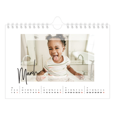 A5 Landscape Photo Calendar — Clear frame [March]