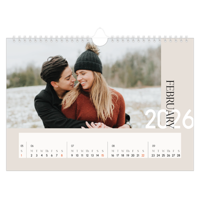 A4 Landscape Photo Calendar — Overlapping text [February]