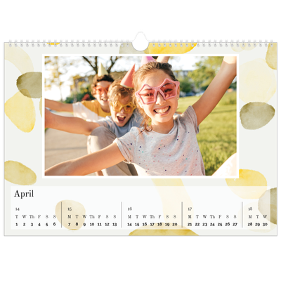 A3 Photo Calendar — Watercolour spots [April]