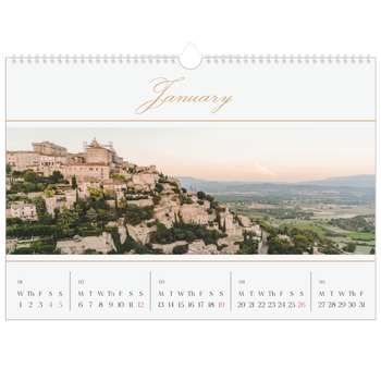 A3 Landscape Photo Calendar — Gold script banner