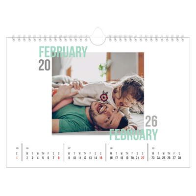 A4 Landscape Photo Calendar — Couple type [February]