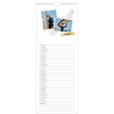 Slim Calendar  — Scrapbook flair [February]