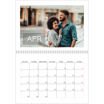 A4 Double Photo Calendar — Date box overlay [April]