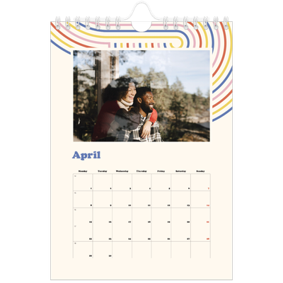 A5 Photo Calendar — Retro stripes [April]