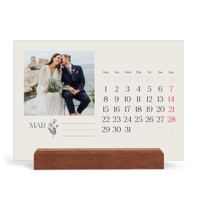 Easel Desk Calendar Landscape  — Initials in bloom [March]