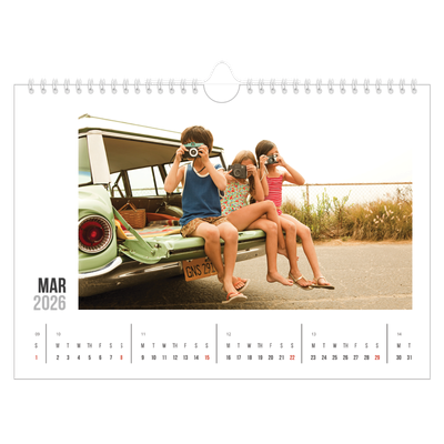 A4 Landscape Photo Calendar — Abbreviated text [March]