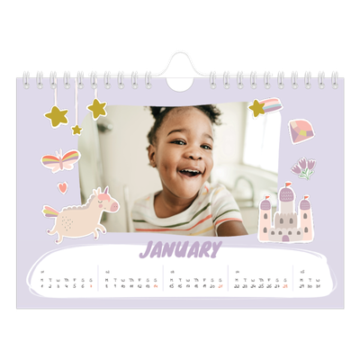 A5 Landscape Photo Calendar — Rainbow unicorn [January]