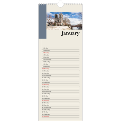 Slim Calendar  — Sights of the world [January]
