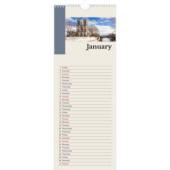 Slim Calendar (15 x 40cm) — Sights of the world
