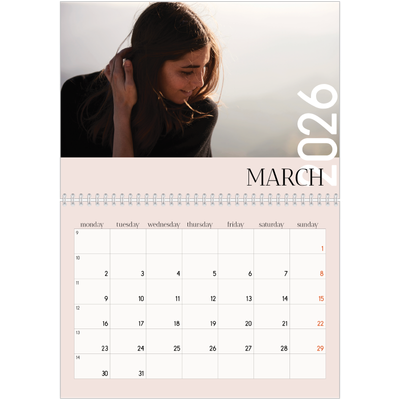 A4 Double Photo Calendar — Overlapping text [March]