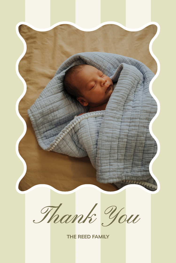 Thank you cards — Stamp and stripes olive