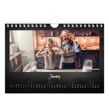 A5 Landscape Photo Calendar — Chalkboard style