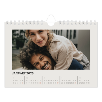 A5 Landscape Photo Calendar — Simple ivory