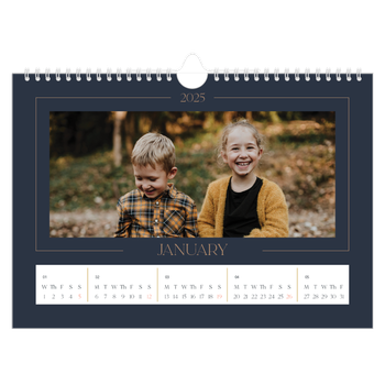 A4 Landscape Photo Calendar — Prussian blue