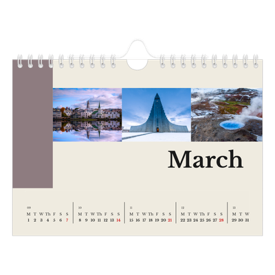 A5 Landscape Photo Calendar — Sights of the world [March]