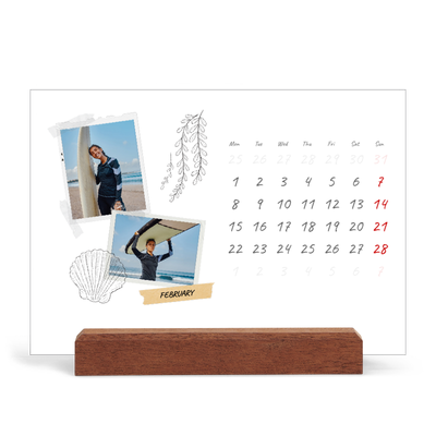 Easel Desk Calendar Landscape  — Scrapbook flair [February]