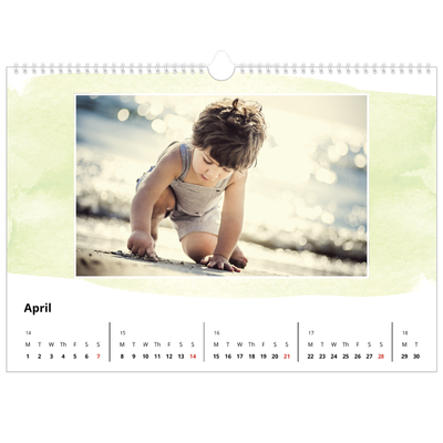 A3 Photo Calendar — Watercolour backgrounds [April]