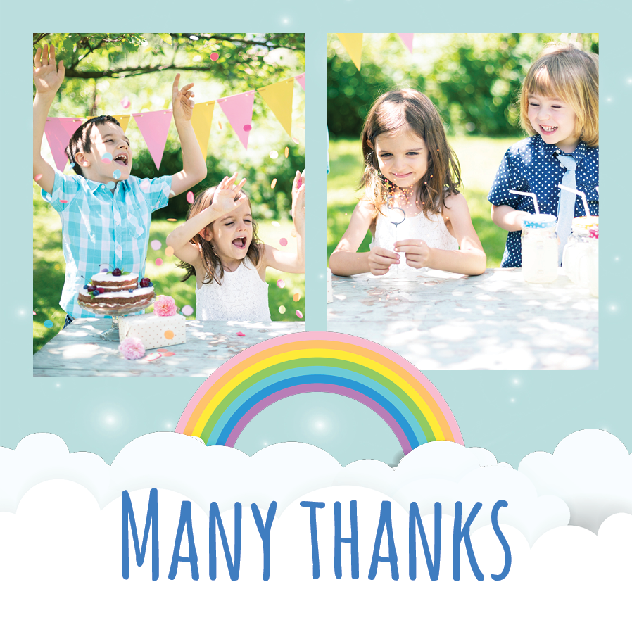 Thank you cards — Fluffy rainbow clouds
