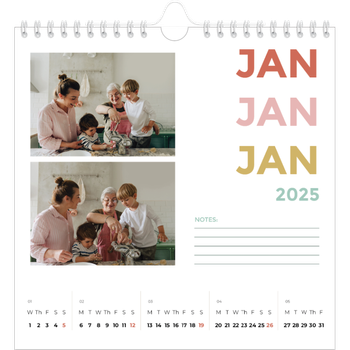 Square Photo Calendar — Colourful type