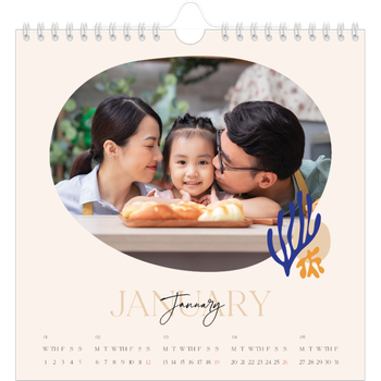 Square Photo Calendar — Minimalist coral