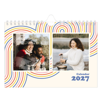 A5 Landscape Photo Calendar — Retro stripes [cover]