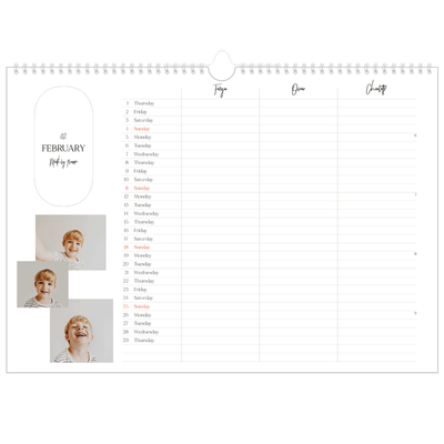 Family Planners A3 Landscape — Making plans Planner - Family of 3 [February]