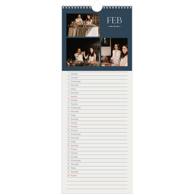 Slim Calendar  — Slate and serifs [February]