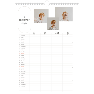 A3 Family Planner — Making plans Planner - Family of 4 [February]