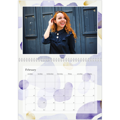 A4 Double Photo Calendar — Watercolour spots [February]