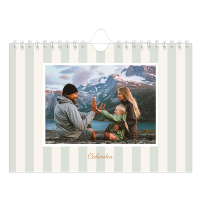A5 Landscape Photo Calendar — Script and stripes [cover]