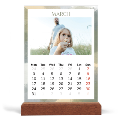 Easel Desk Calendar Portrait  — Paintbrush effect [March]