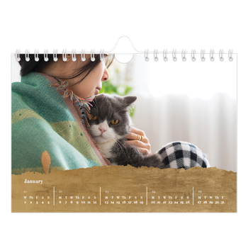 A5 Landscape Photo Calendar — Gold leaf