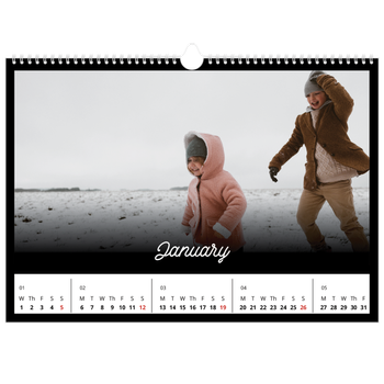 A3 Landscape Photo Calendar — Black minimal