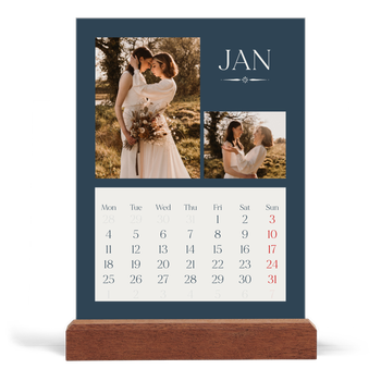 Easel Desk Calendar Portrait — Slate and serifs