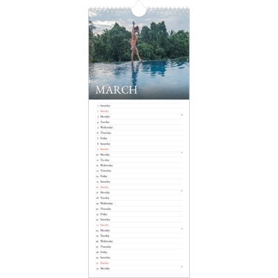 Slim Calendar  — Simple serif [March]