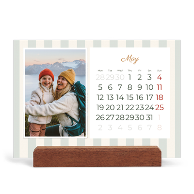 Easel Desk Calendar Landscape  — Script and stripes [cover]