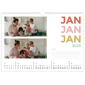 A3 Landscape Photo Calendar — Colourful type