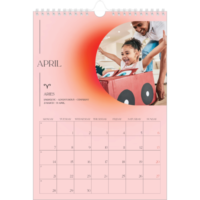 A4 Photo Calendar — Astrology gradients [April]