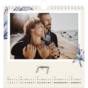 Square Photo Calendar — Painted flowers