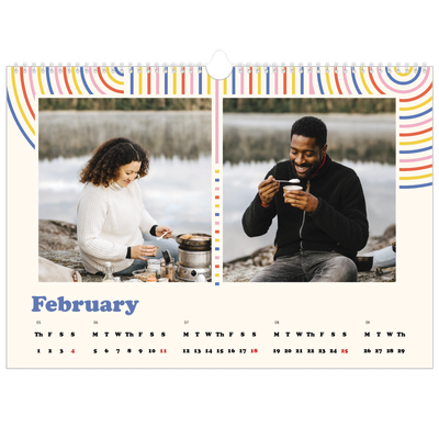 A3 Photo Calendar — Retro stripes [February]